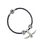 Bracelet en Cuir + Charm Vif D'Or -19 cm