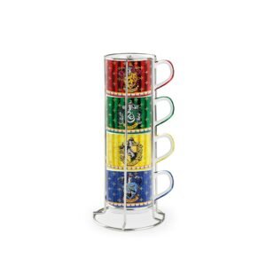 Set de 4 Mugs - Les 4 Maisons (80ml) + Support en Métal